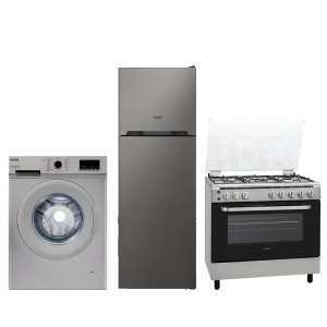 مجموعة التوفير( فيستل - ثلاجة, 10.9 قدم + فرن غاز 60x90 + غسالة أمامية, 8 كيلو )